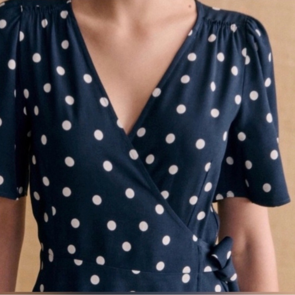 Sezane Sarah Midi Wrap Dress in Polka Dot Sz. Fr42/US10 - Picture 8 of 9